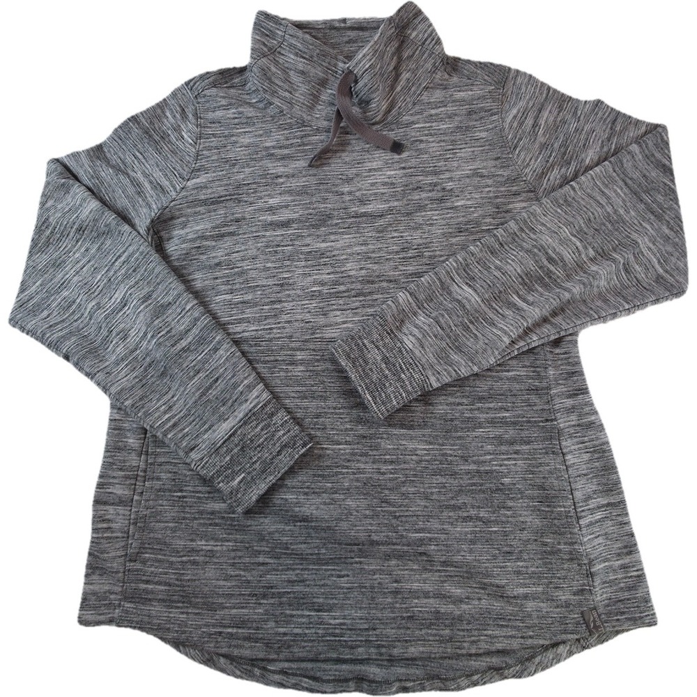 L.L.Bean Funnel Neck Pullover Top Womens L Grey Space Dye Knit Excellent